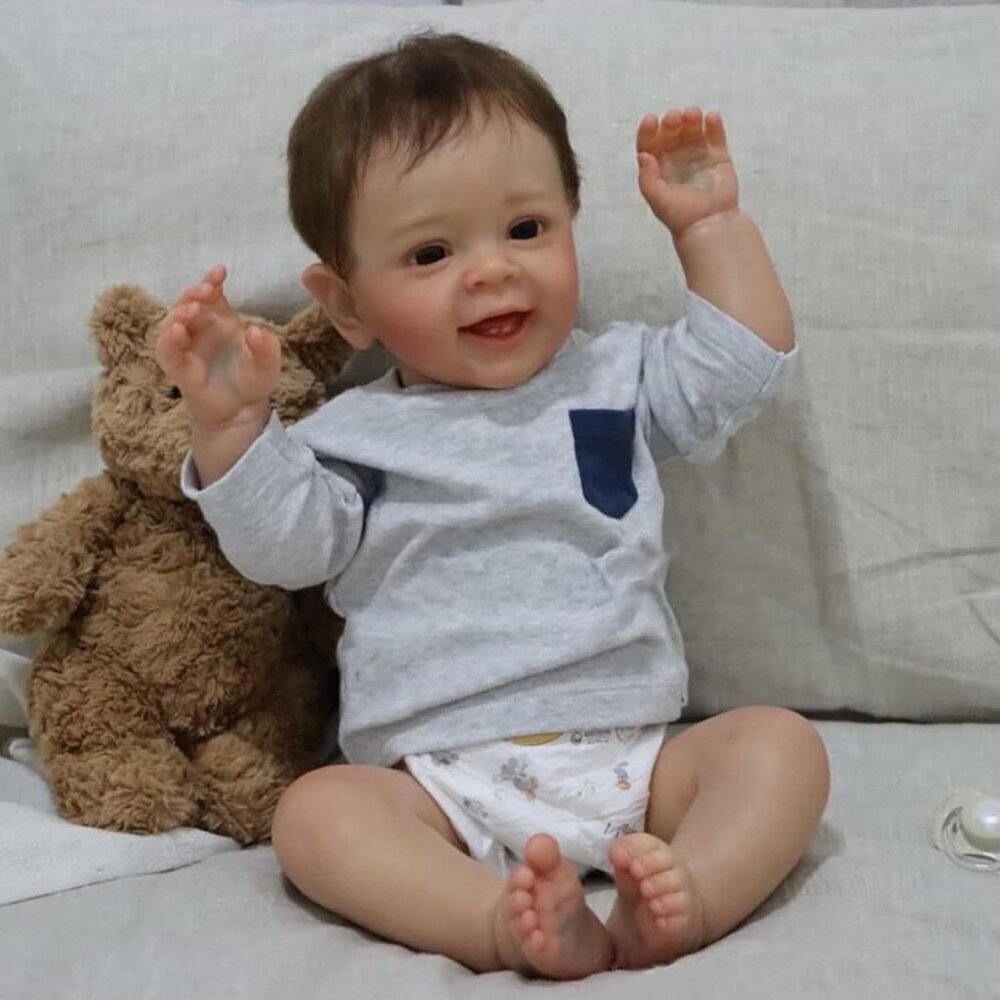🆕 Reborn Baby Boy Grey Soft Silicone Vinyl Real Life Realistic Toddler Toys